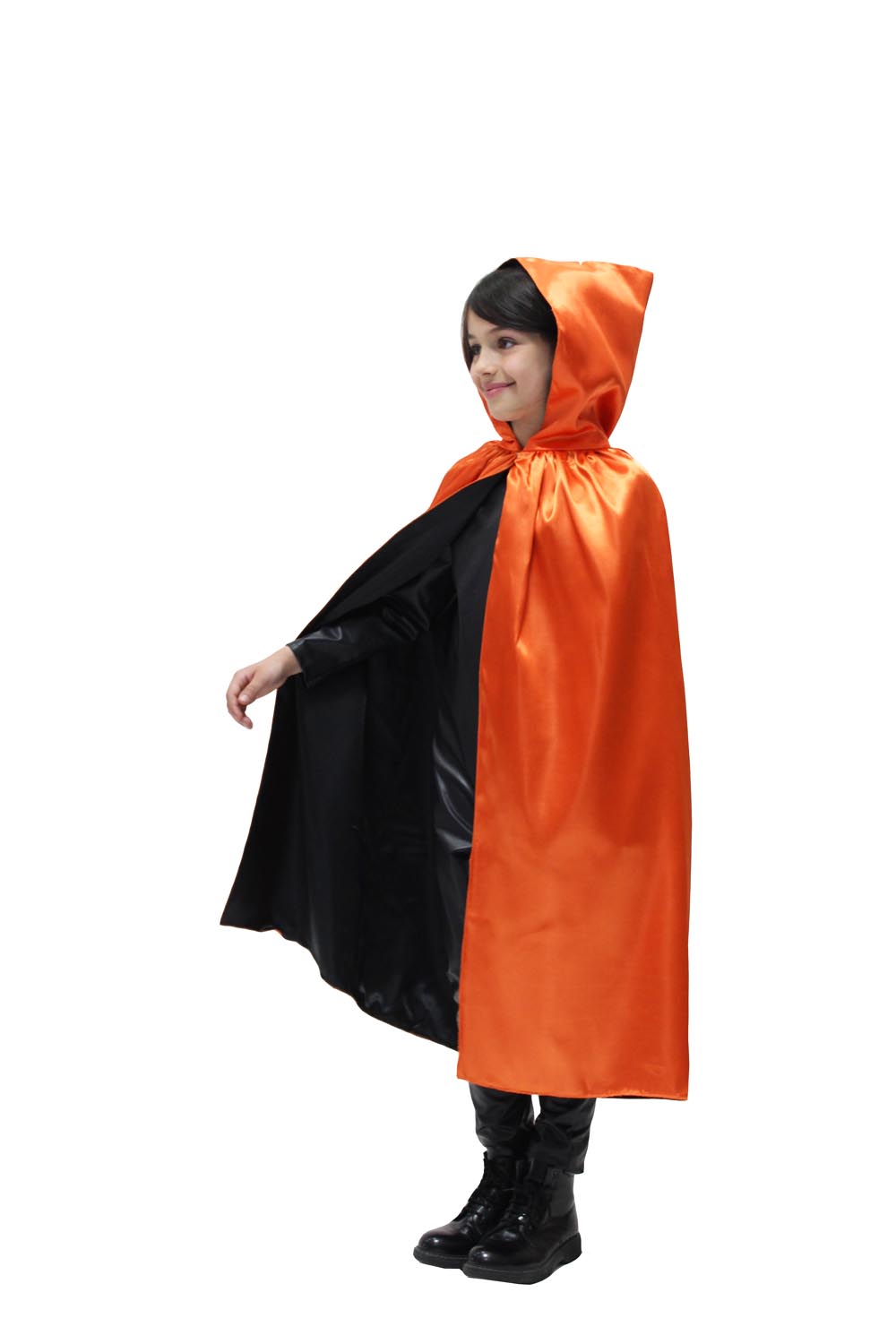 MANTELLO CAPPUCCIO DOUBLE ARANCIO-NERO BAMBINO